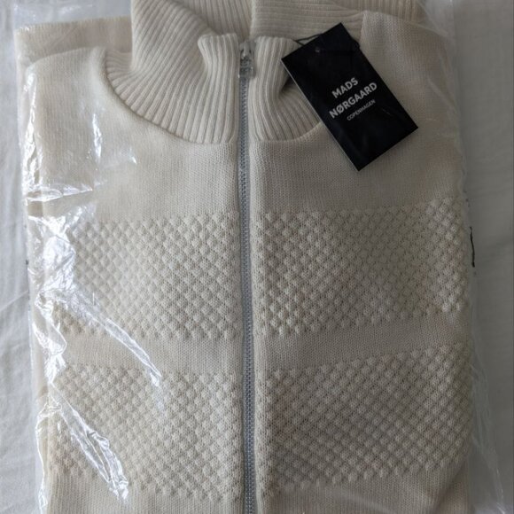 Mads Norgaard Wool Klemens Zip Knit (Vanilla Ice) - Picture 4 of 10